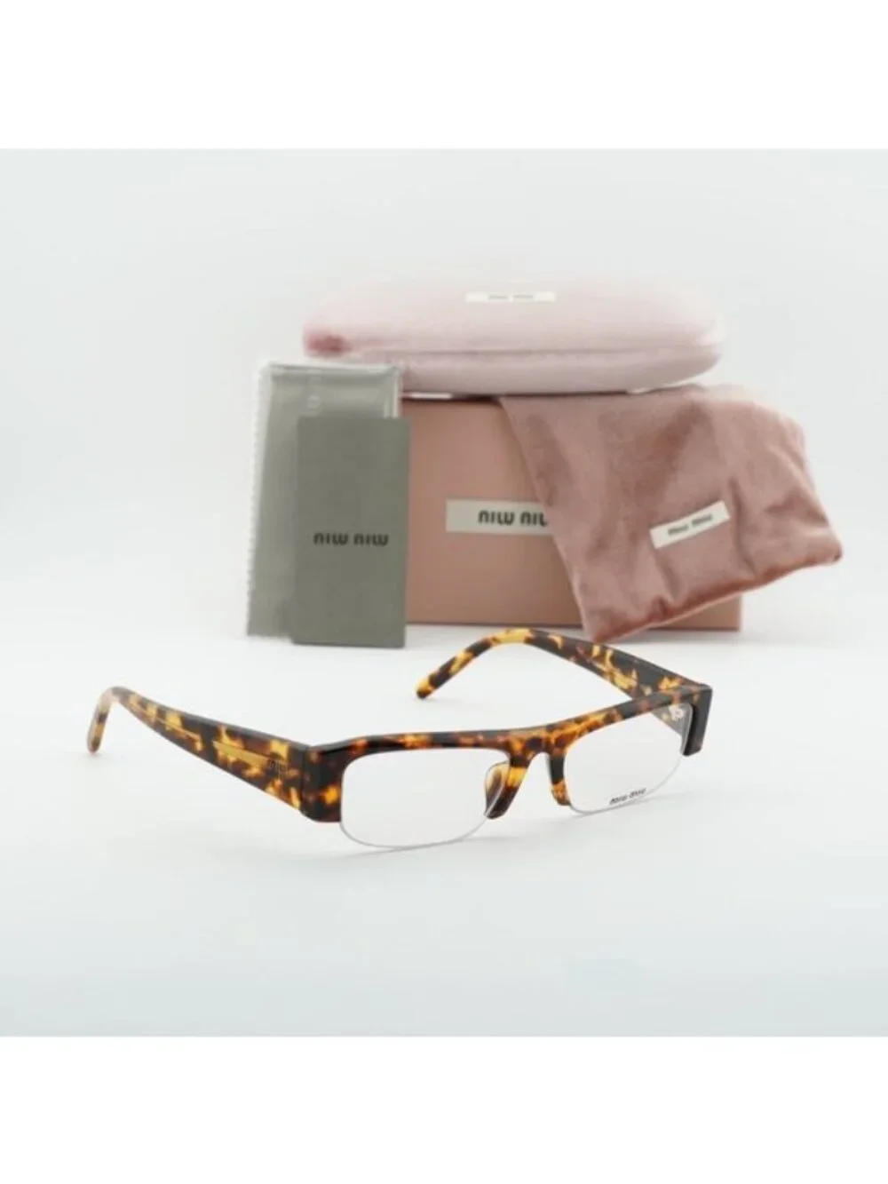 Miu Miu MUB07S 14L08N Rectangle Sunglasses – Havana/Blue-Violet Light Filter